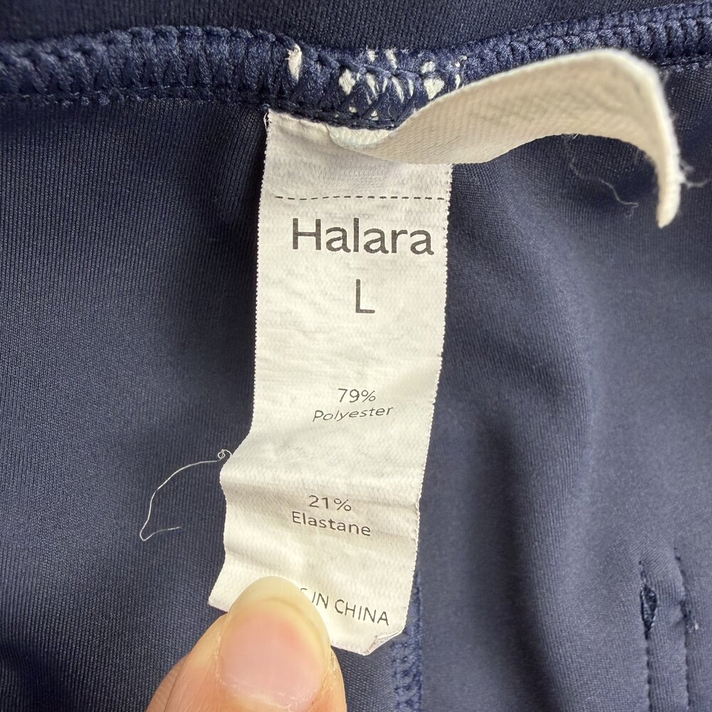 Halara Navy Wide-Leg Button-Front Trousers Size L - Picture 4 of 8
